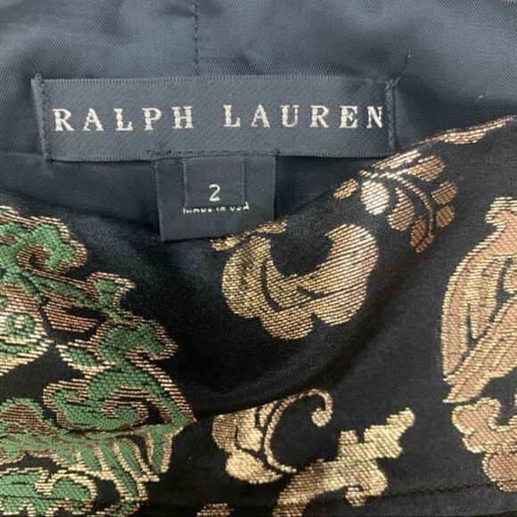 Ralph Lauren Multi Metallic Chinoiserie Silk Midi Pencil Skirt - Picture 2 of 16